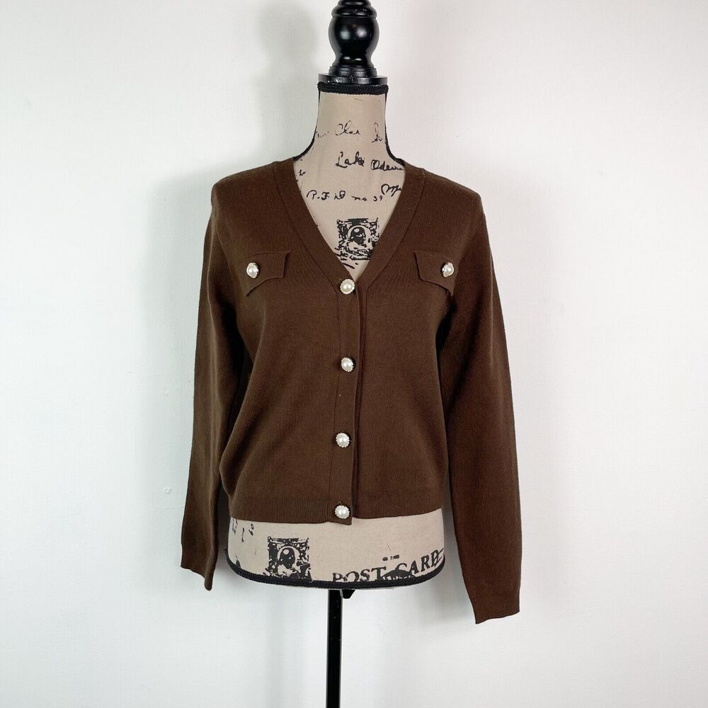 Tahari Brown Cardigan Sweater